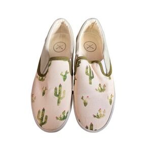 inkkas Slip-On Sneakers with Green Cactus Print